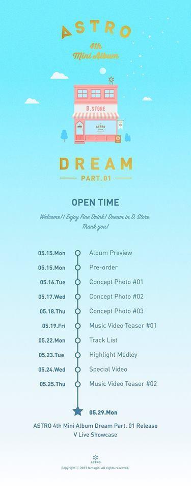 ASTRO 第四張迷你專輯《Dream Part.01》回歸行程表