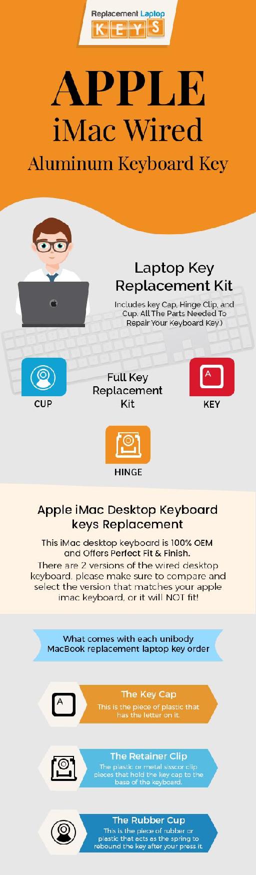 Shop Genuine Apple iMac Wired Aluminum Keyboard Keys from Replacement Laptop Keys