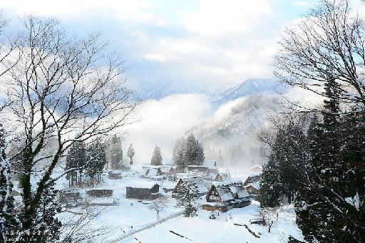 日本「五箇山合掌村」雪景